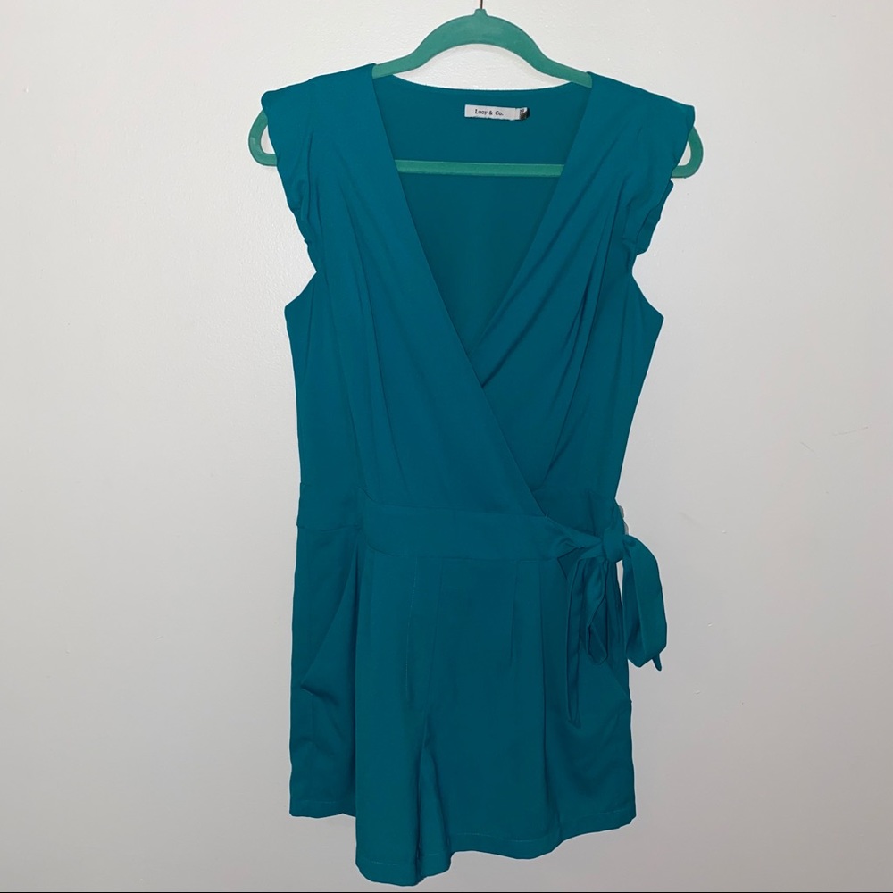 Lulu’s Take the Wrap Teal Romper
